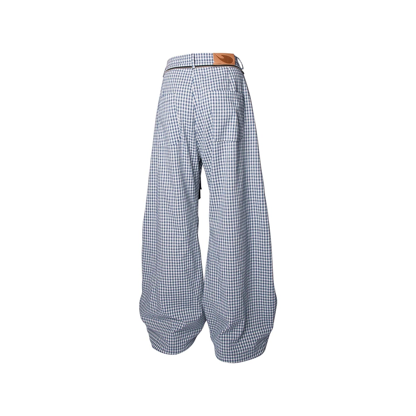 Detachable Scarf Grid Pleated Pants