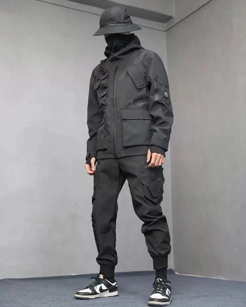 Techwear Airborne Multi-Pocket Black Cargo Pants