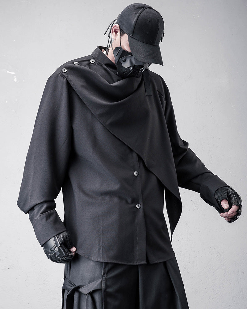 Darkwear Style Japanese Draped Scarf Shirt