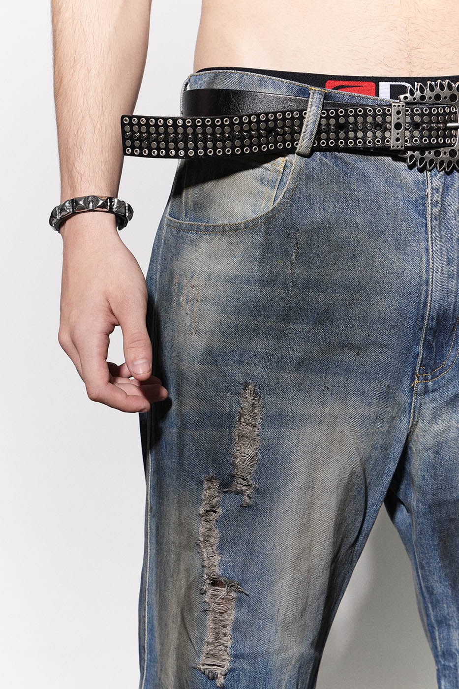 Distressed Dusty Flared Jeans