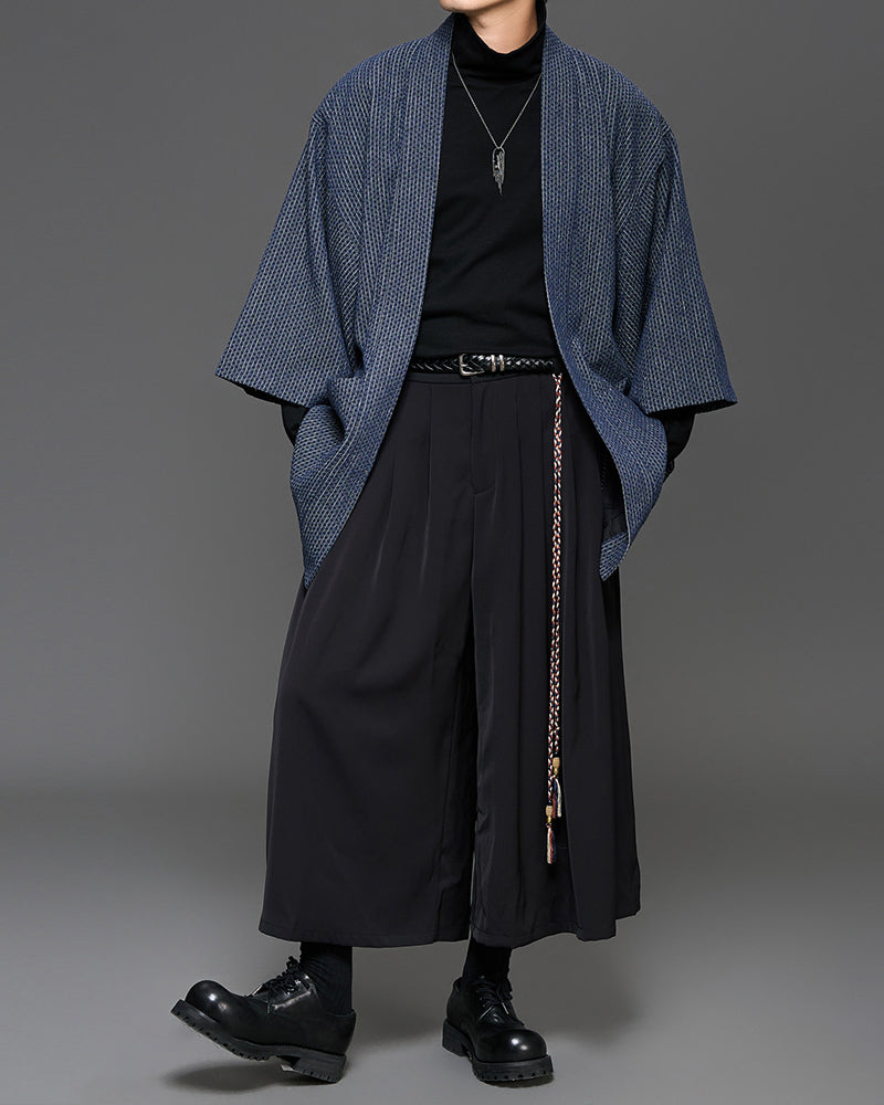 Japanese Woven Kimono-Style Cardigan Jacket