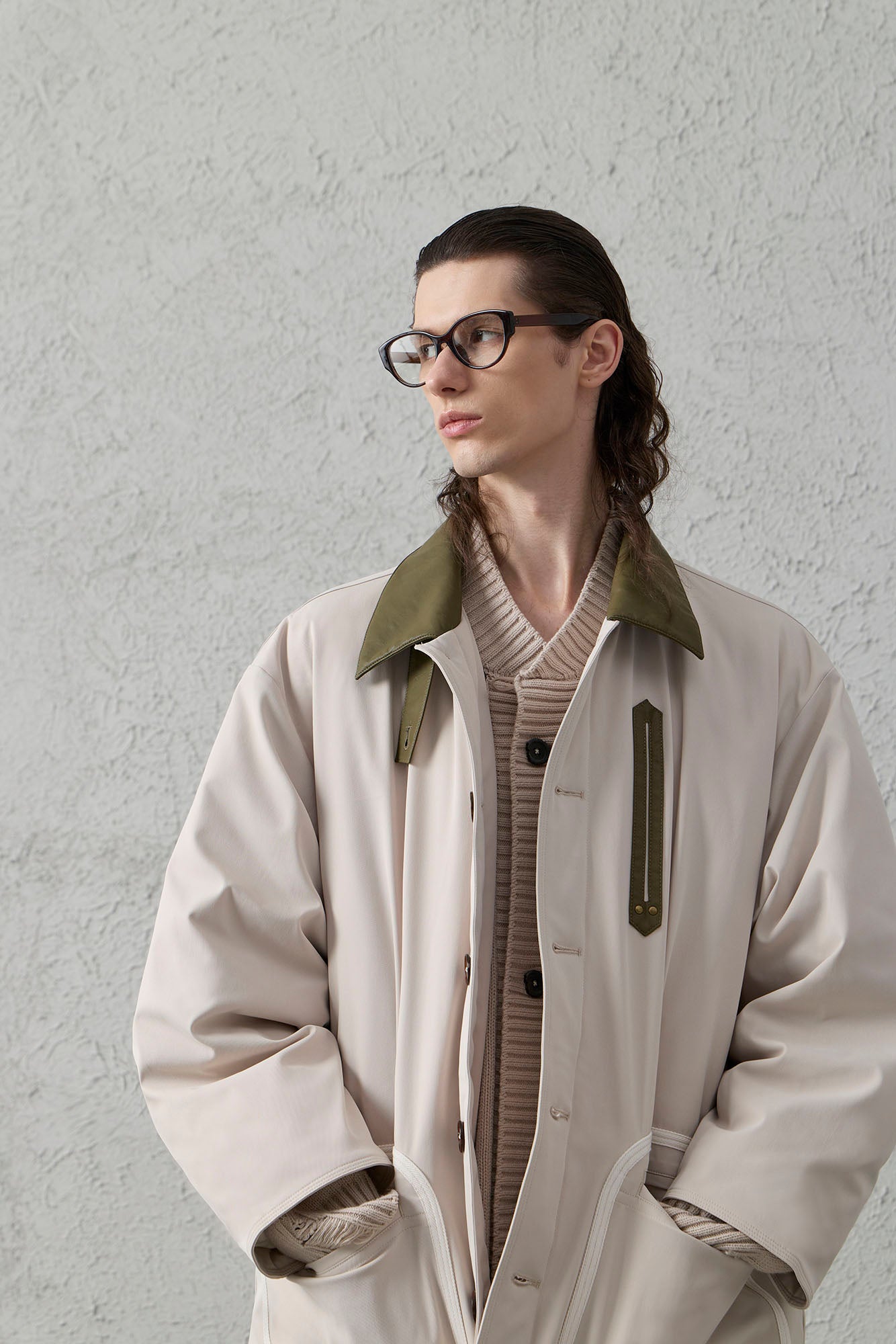 Contrast PU Midi Down Coat