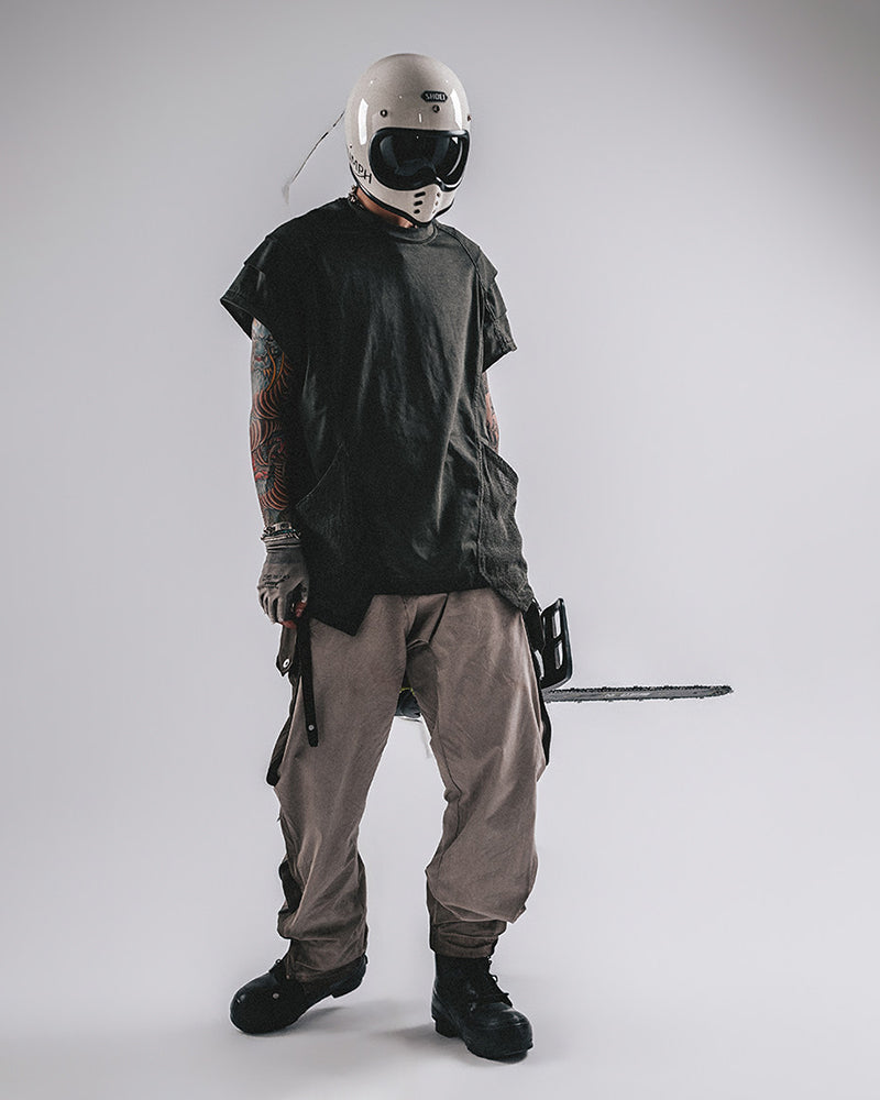 Post-Apocalyptic Asymmetric Raw-Cut T-Shirt