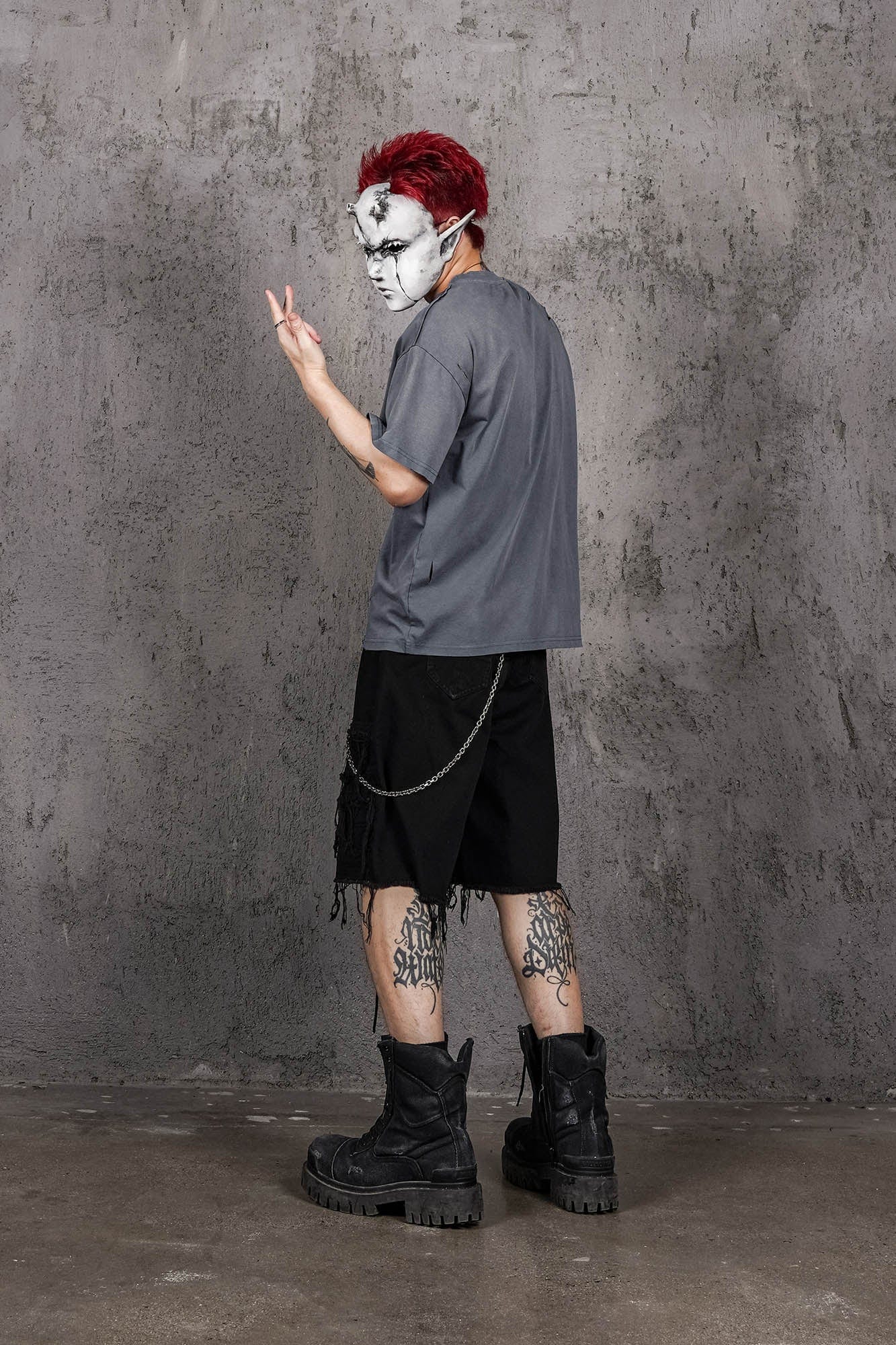 Washed Ripped Gradient T-Shirt Blue