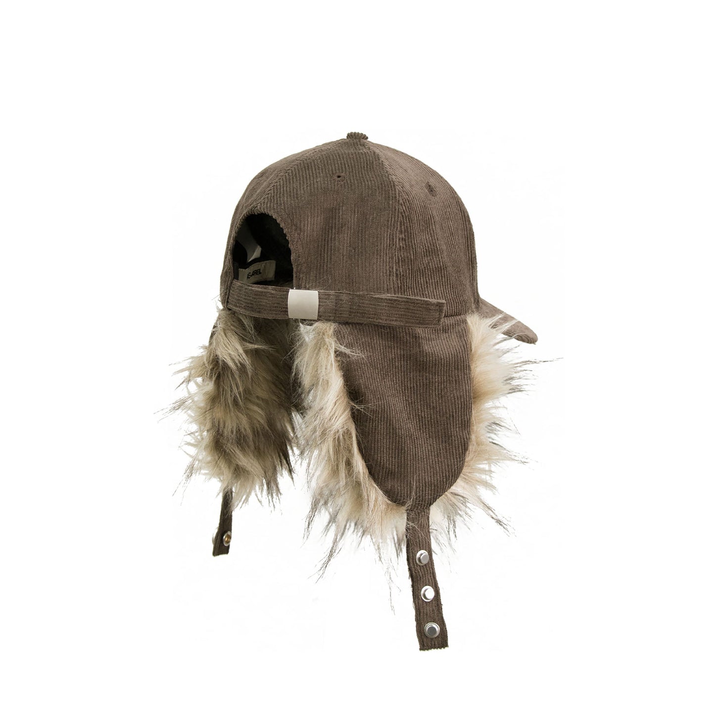 Faux-Fur Earflaps Corduroy Cap
