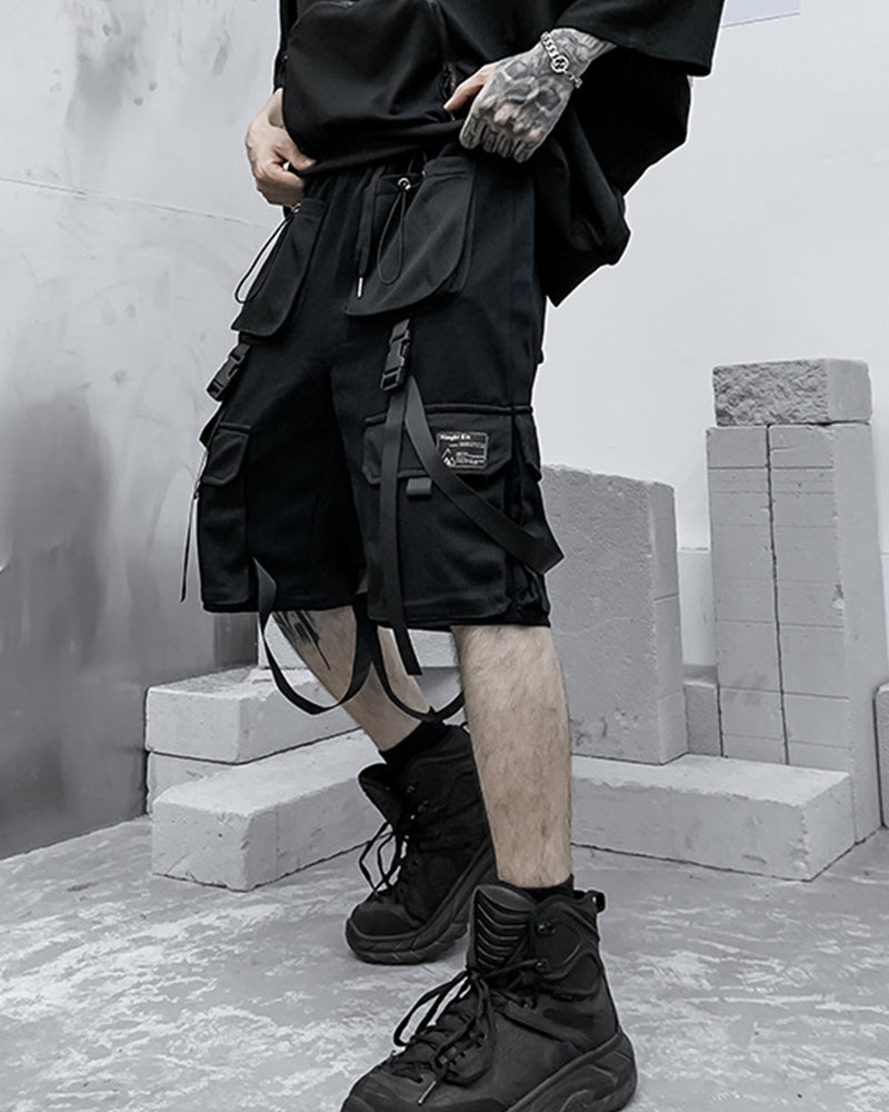 Techwear Cargo Shorts With Straps