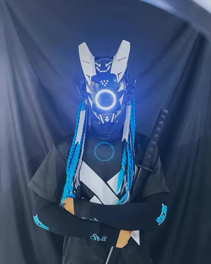 Dreadlocks Led Cyberpunk Helmet Mask
