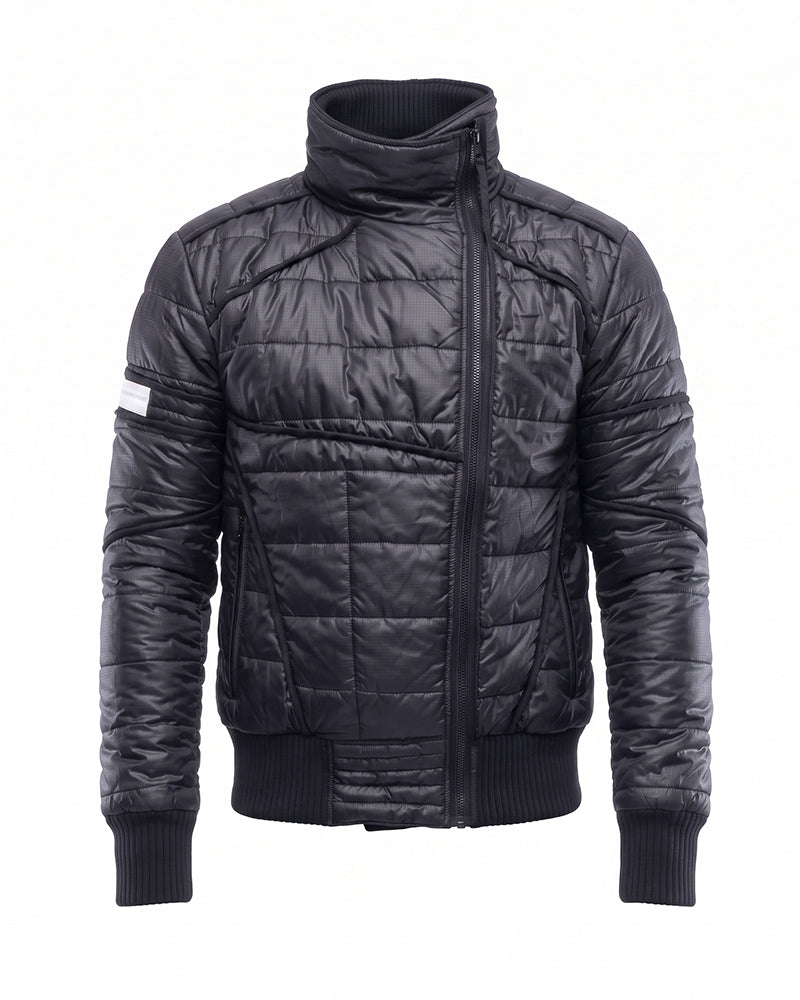 Post-Apocalyptic Asymmetric Geometric Quilted Jacket