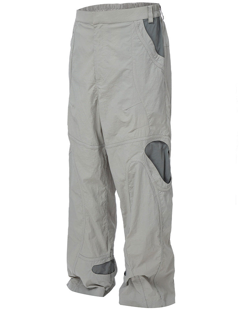 Contrast Panel Cutout Utility Cargo Pants
