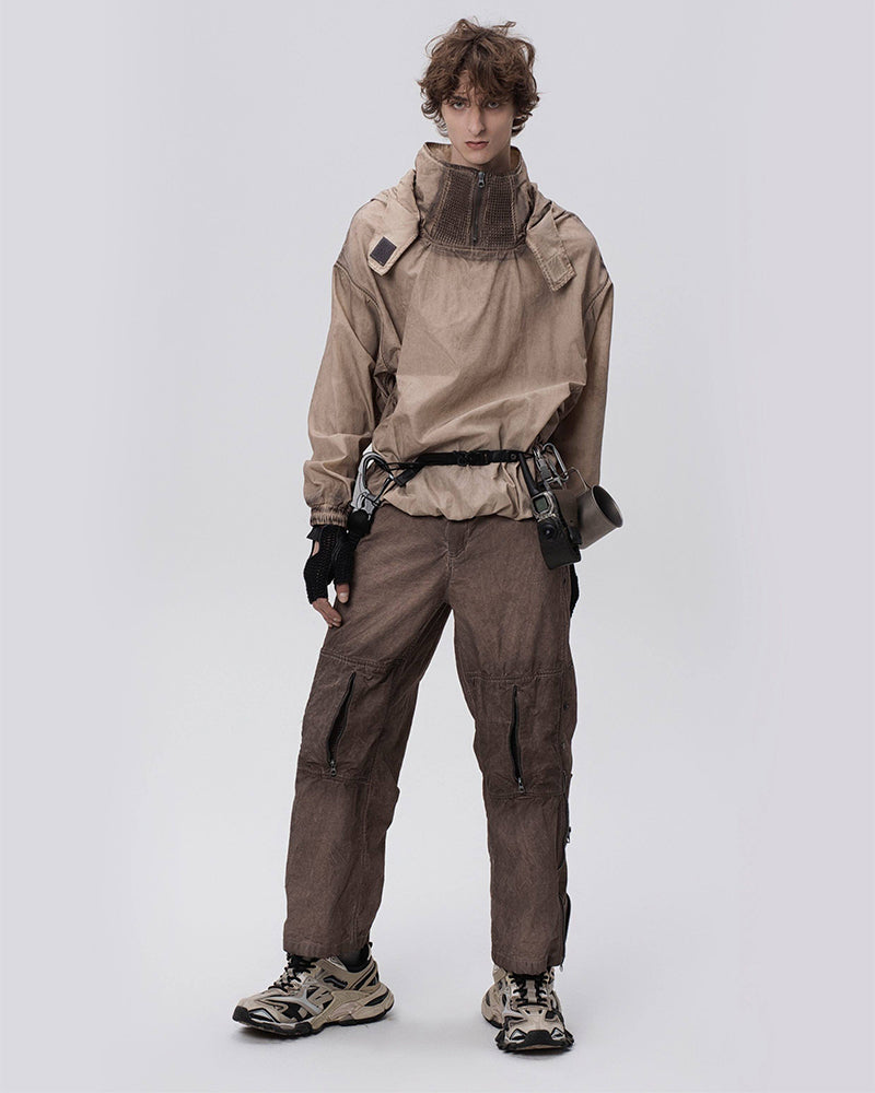 Post-Apocalyptic Faded Multi-Zip Cargo Pants