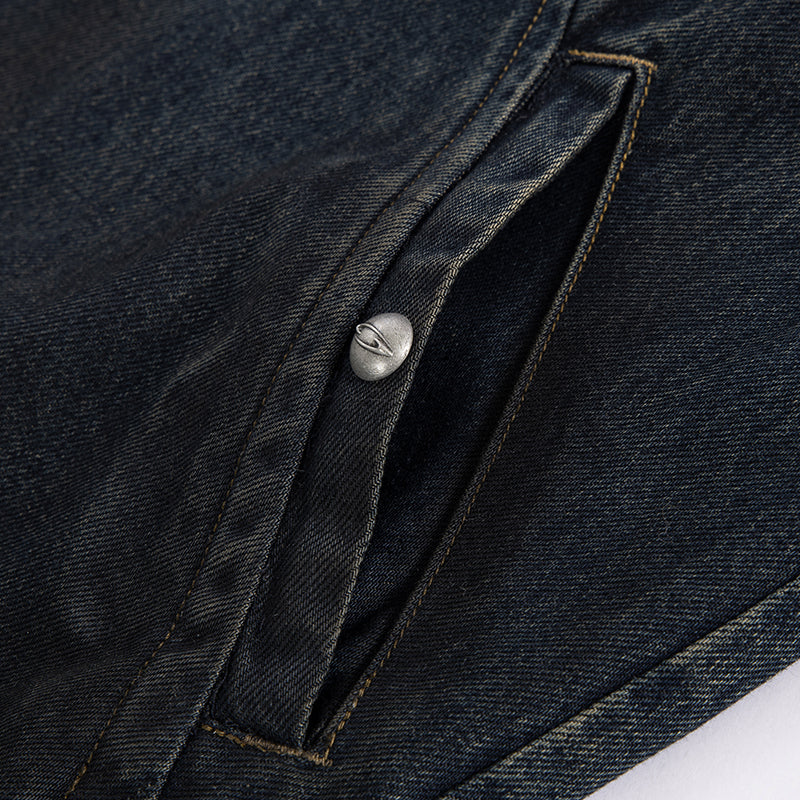 Washed Paneled Denim Hooded Jacket