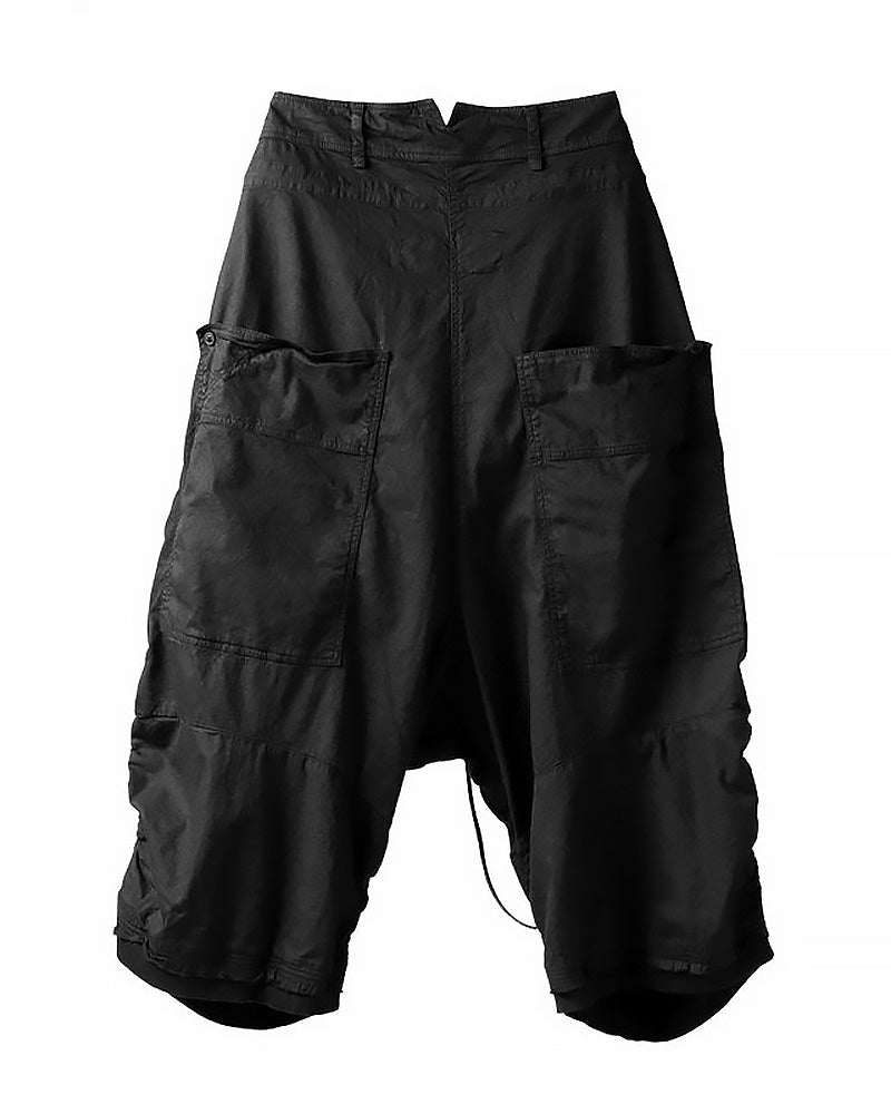 Asymmetric Multi-Pocket Waxed Drop-Crotch Pants