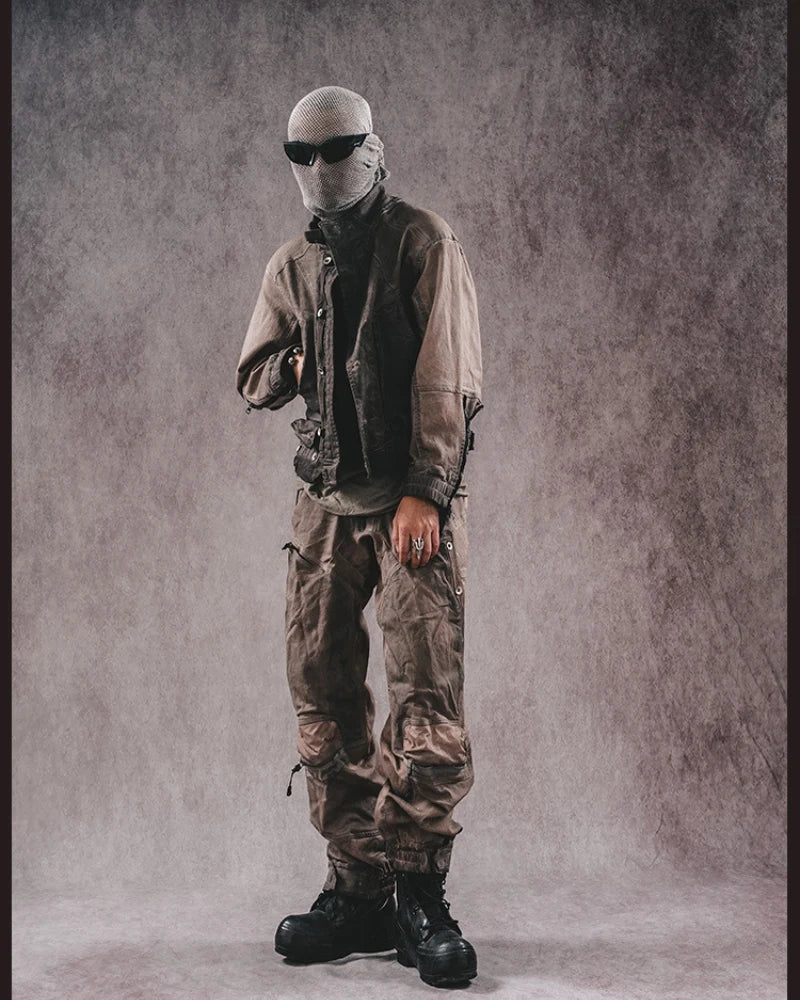 Post-Apocalyptic 3D Cut Distressed Double-Layer Cargo Pants