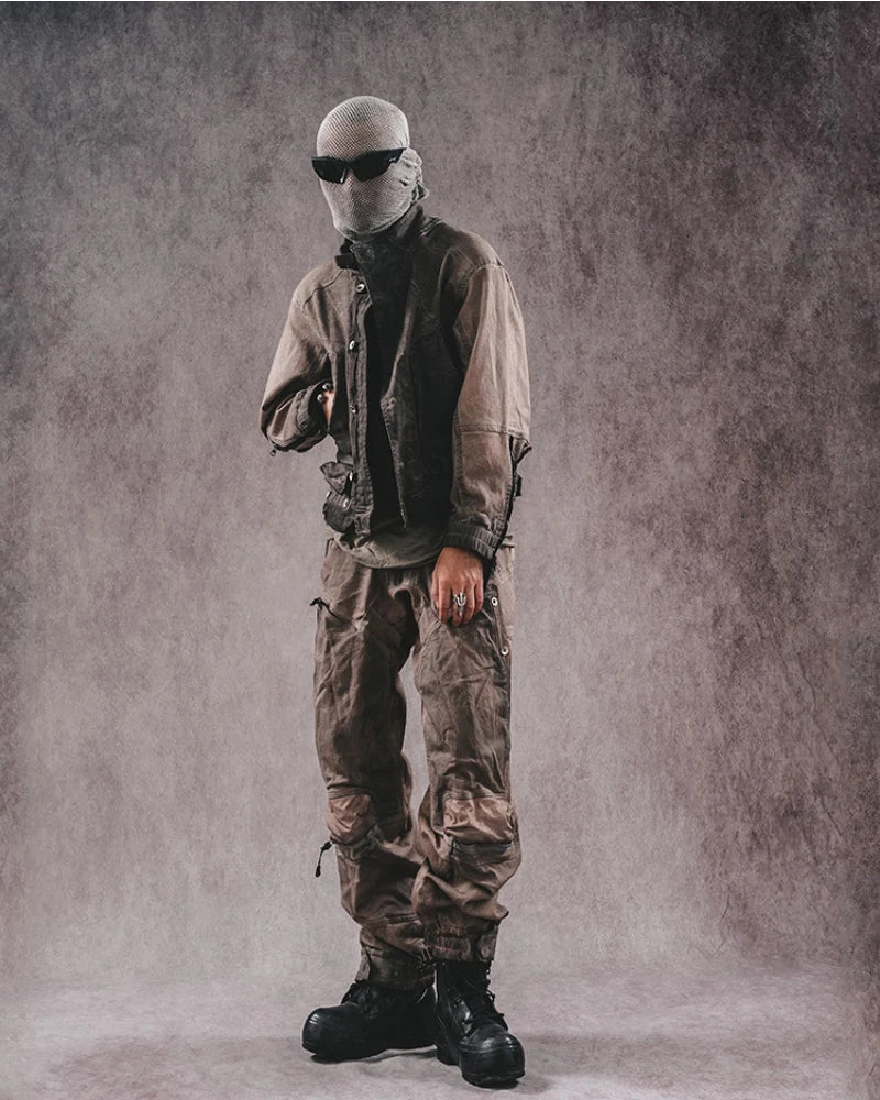 Post-Apocalyptic 3D Cut Distressed Double-Layer Cargo Pants