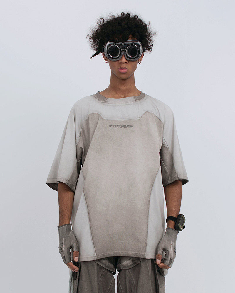 Distressed Dirty-Dye Deconstructed Panel T-Shirt