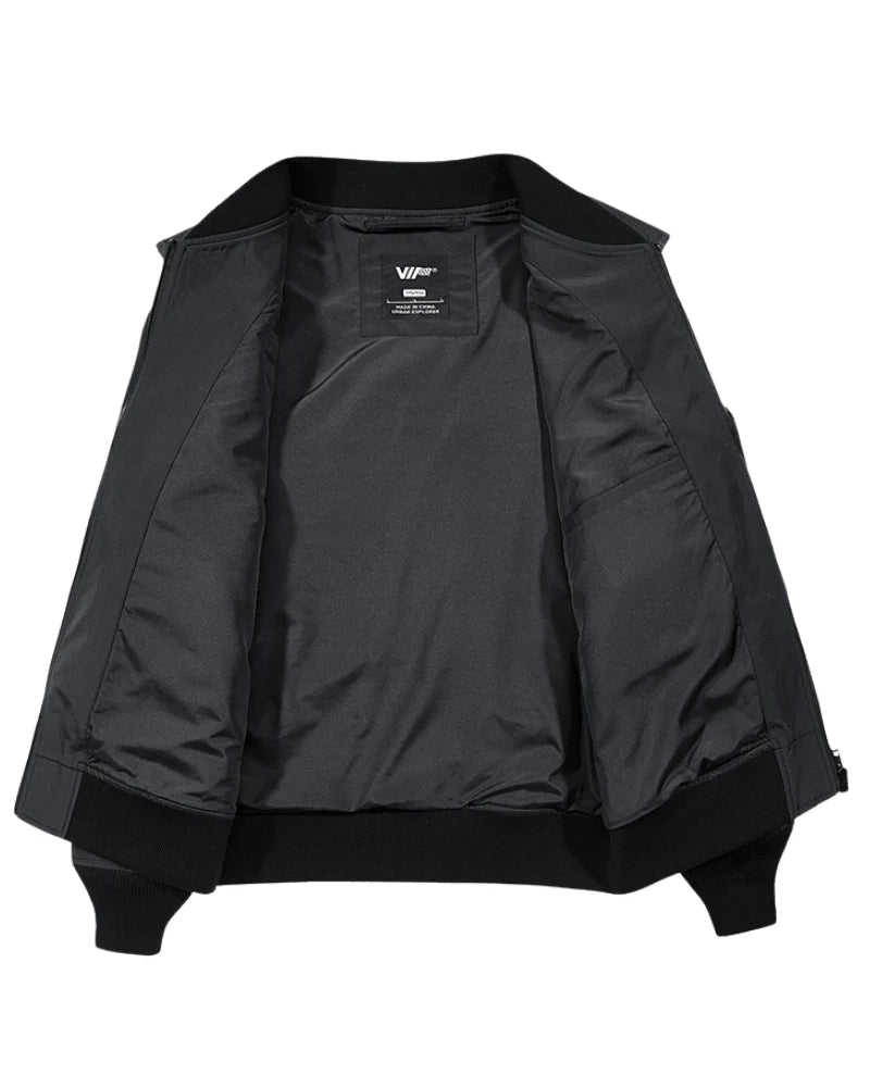 Functional Fake Two Piece Backpack Bomber Jacket