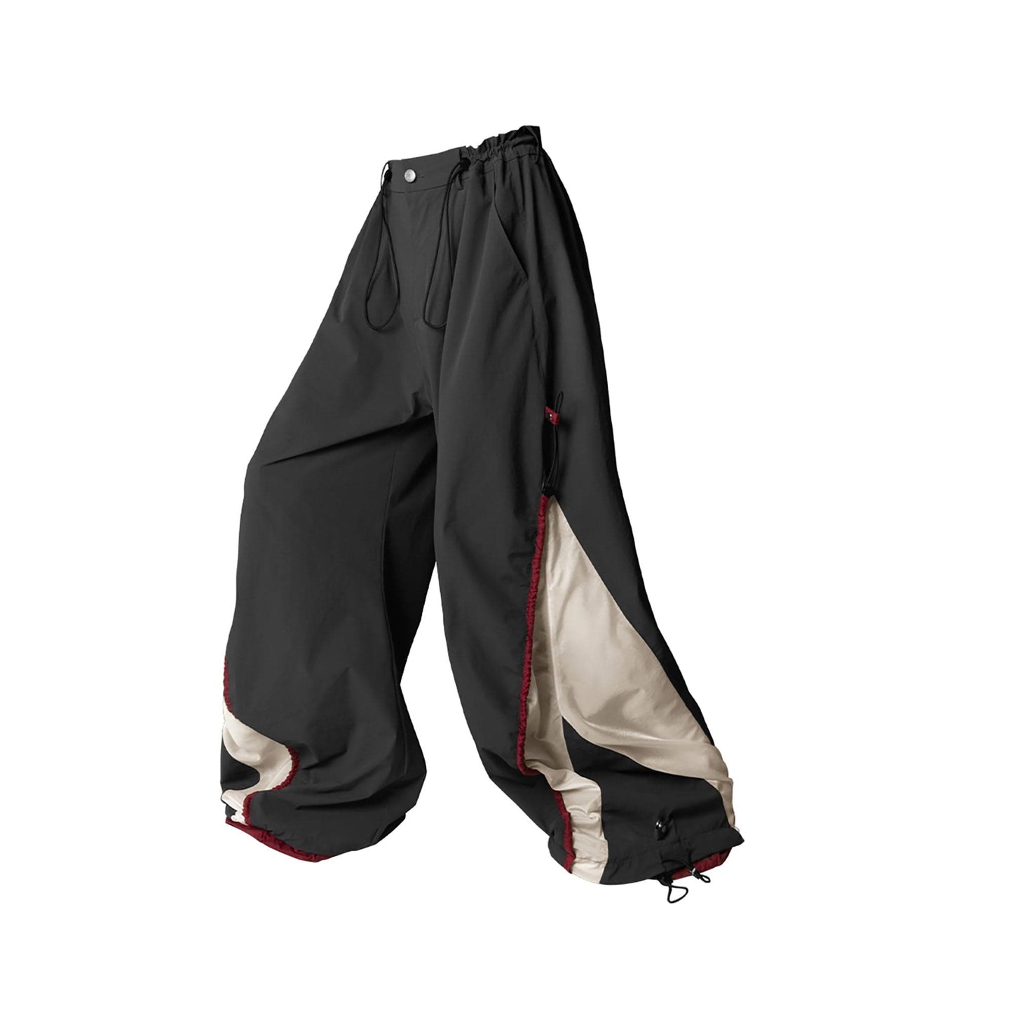 Contrast Spliced Fold-Side Drawstring Pants