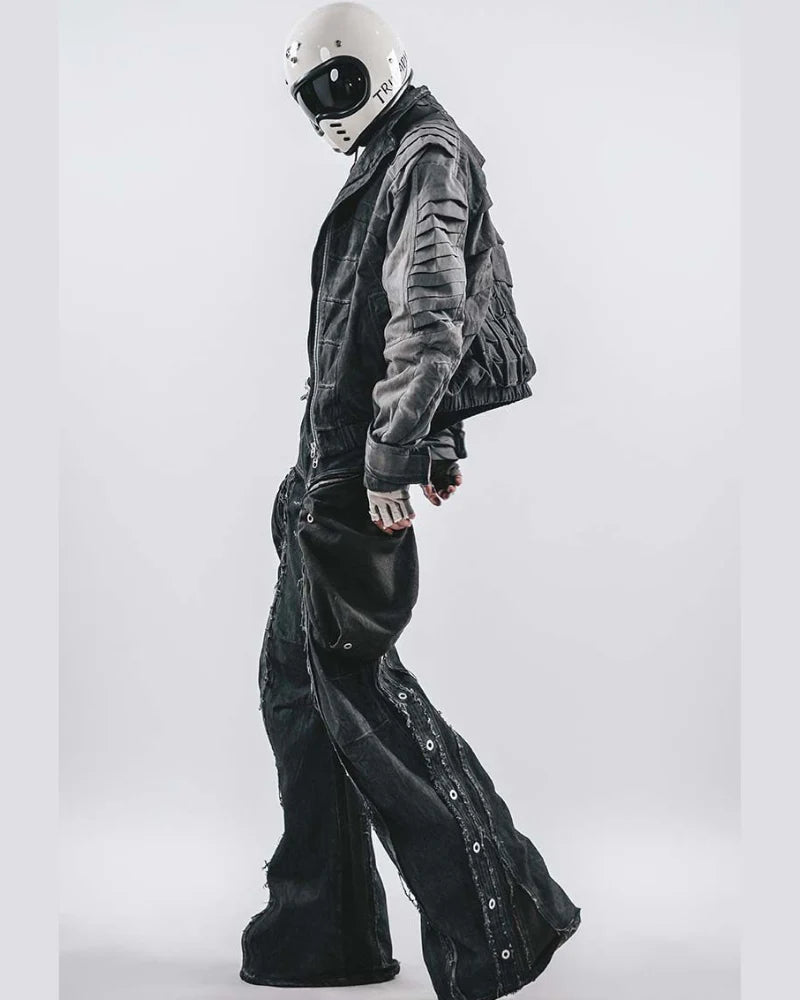 Post-Apocalyptic Stand-Collar 3D “Dragon Spine” Motorcycle Jacket