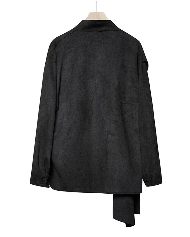 Modern Japanese Shawl Collar Suede Sweatshirt