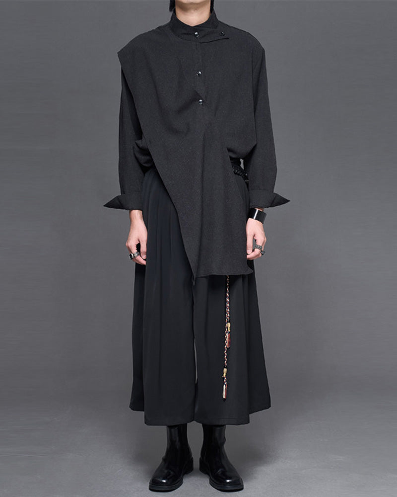Japanese Vintage Scarf Collar Long-Sleeve Shirt