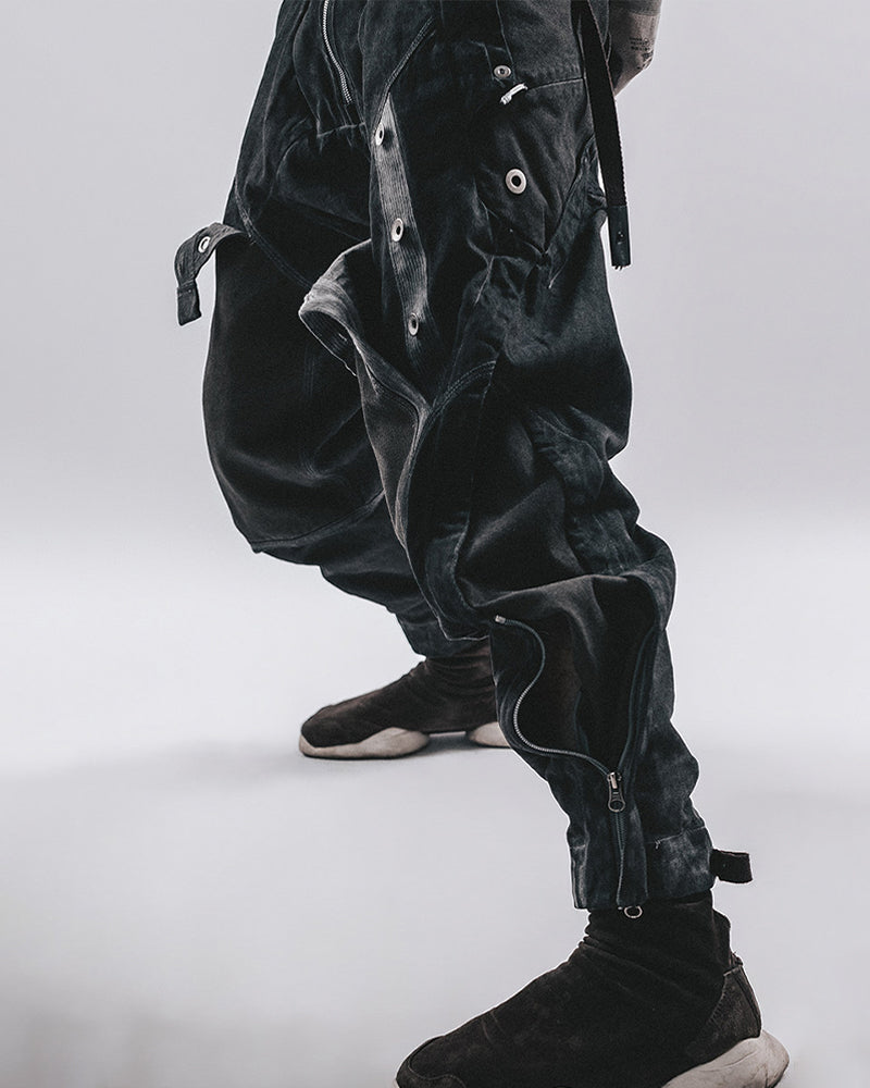 Dystopian Shadow-Wash Tactical Cargo Pants