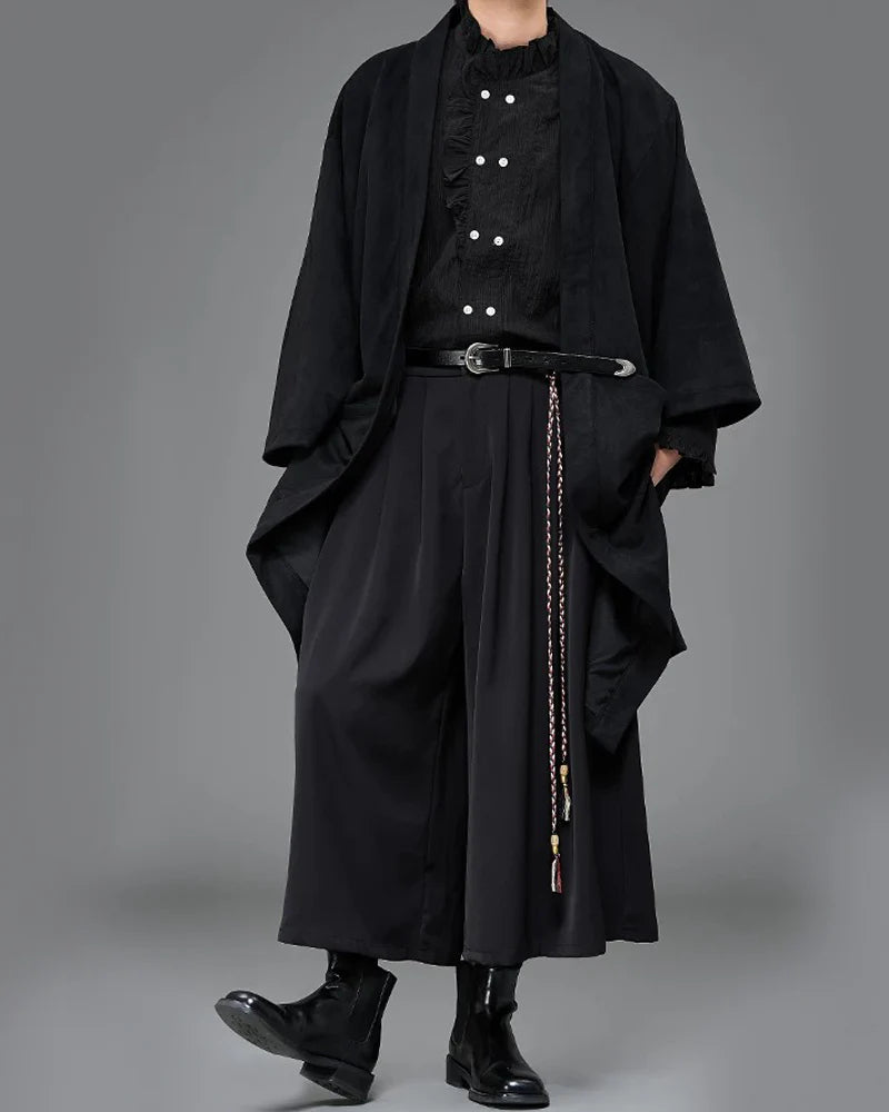 Modern Japanese Suede Long Kimino Jacket