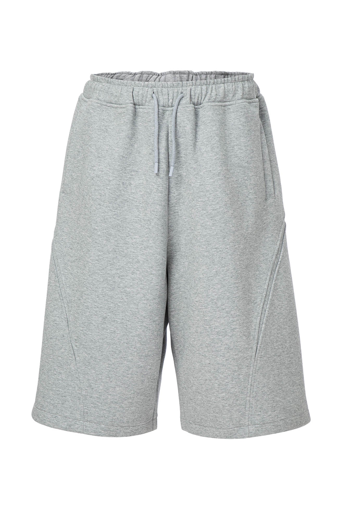 Curved Spliced Drawstring Shorts