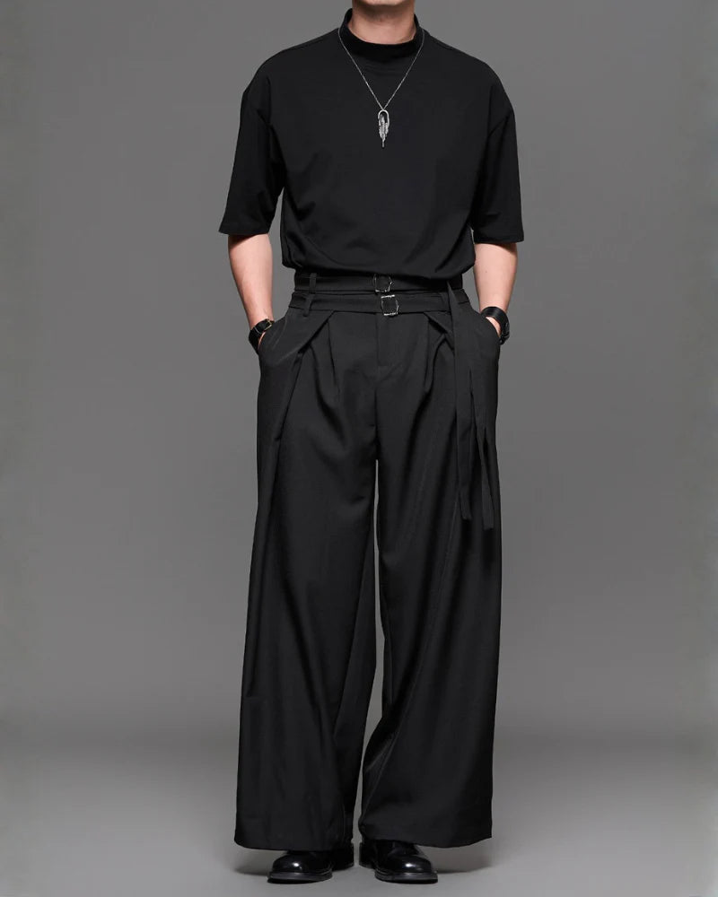 Minimalist Japanese Mock Neck Basic T-Shirt