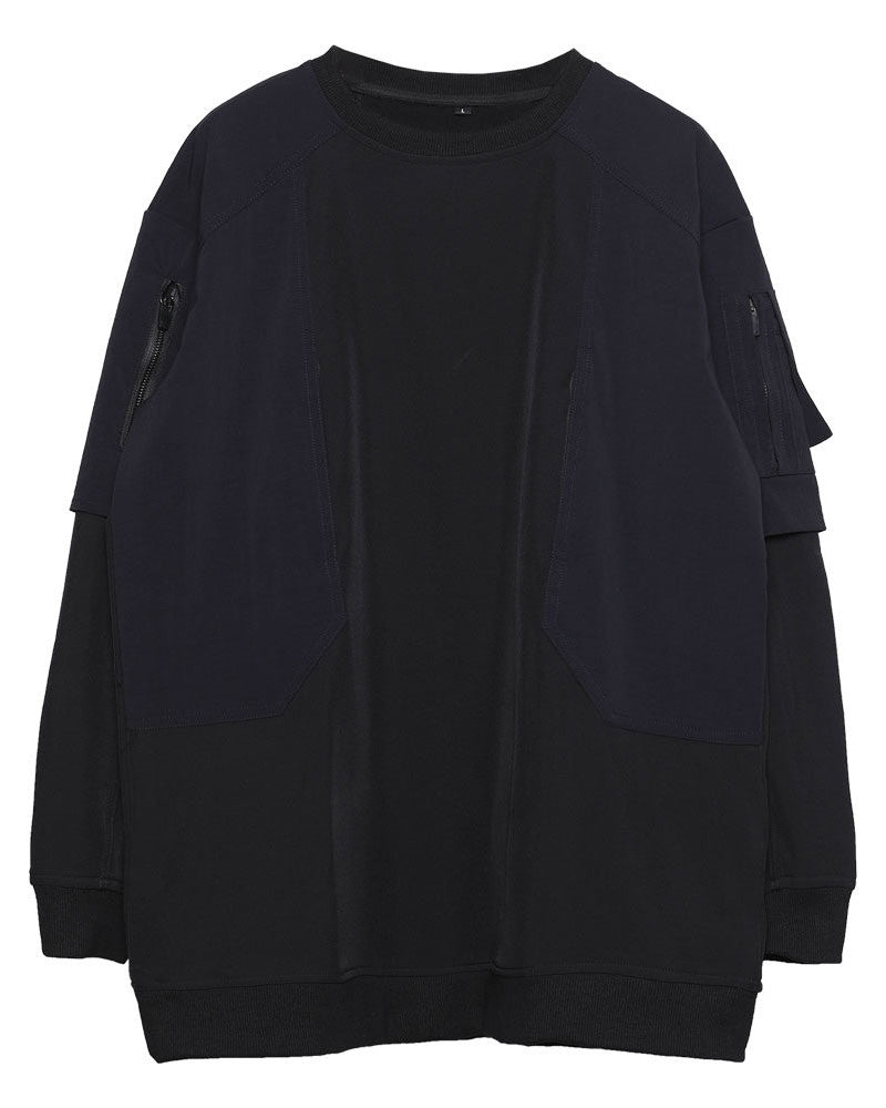 Techwear Tactical Patchwork Pullover Sweatshirt