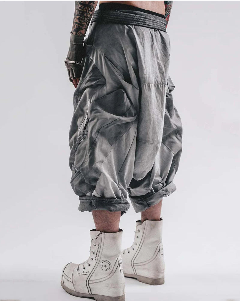 Post-Apocalyptic Wear Wash Patchwork Zipper  Pants