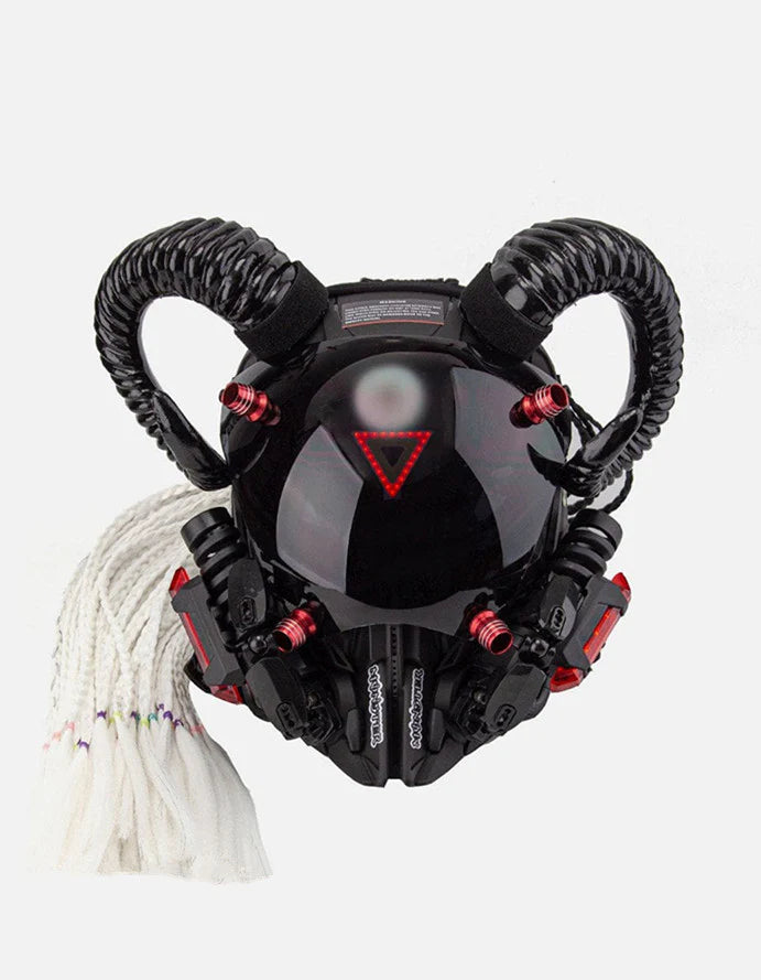 Black Goat Horns LED Cyberpunk Helmet Mask