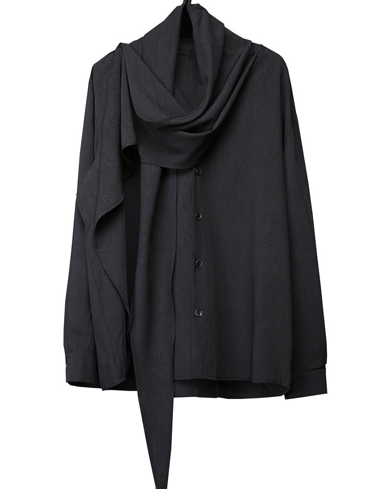 Darkwear Style Japanese Urban Scarf Collar Shirt
