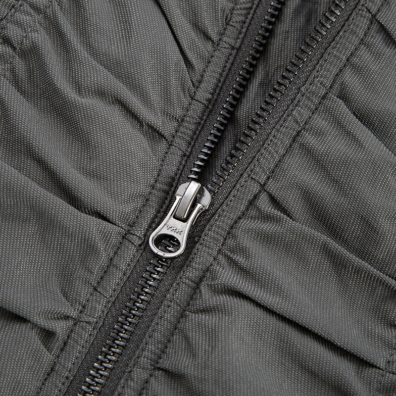 Ruched Nylon Hooded Bomber
