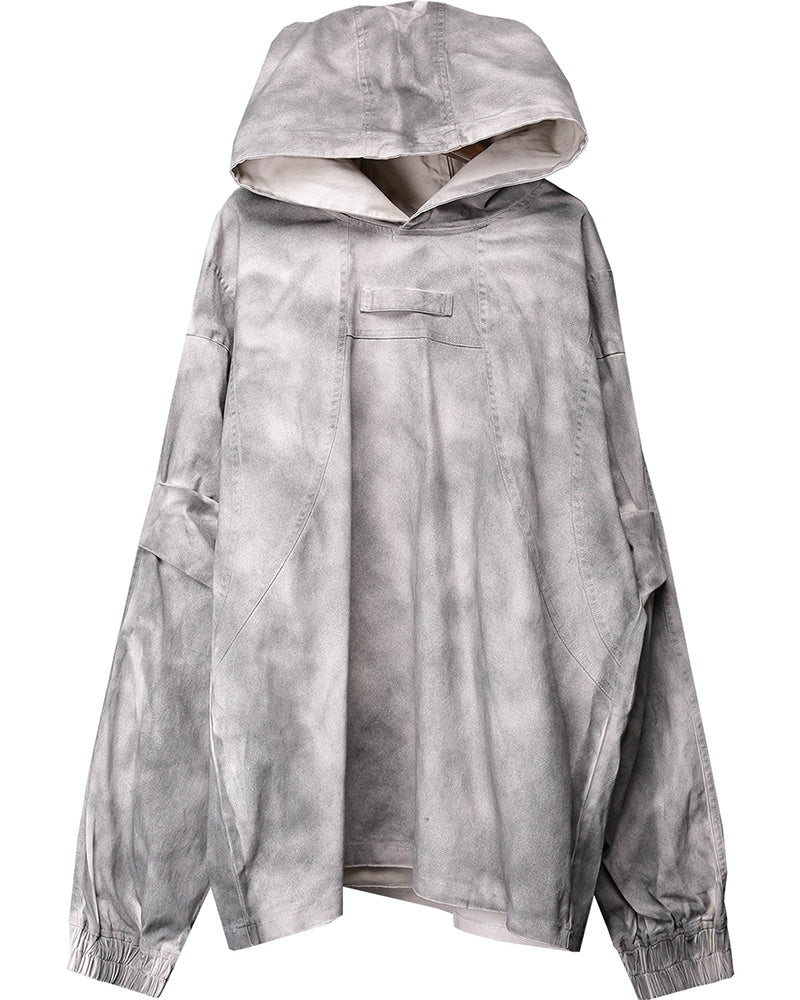 Vintage Washed Distressed Oversized Techwear Hoodie