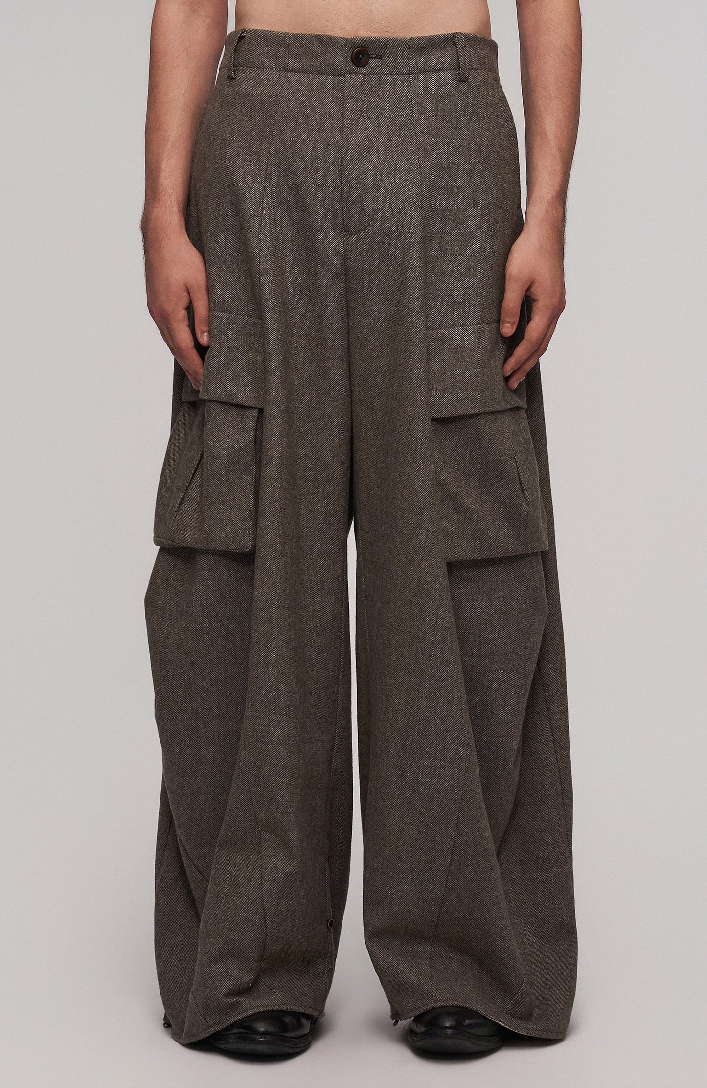 Striped Lining Oversized Wool-Blend Trousers