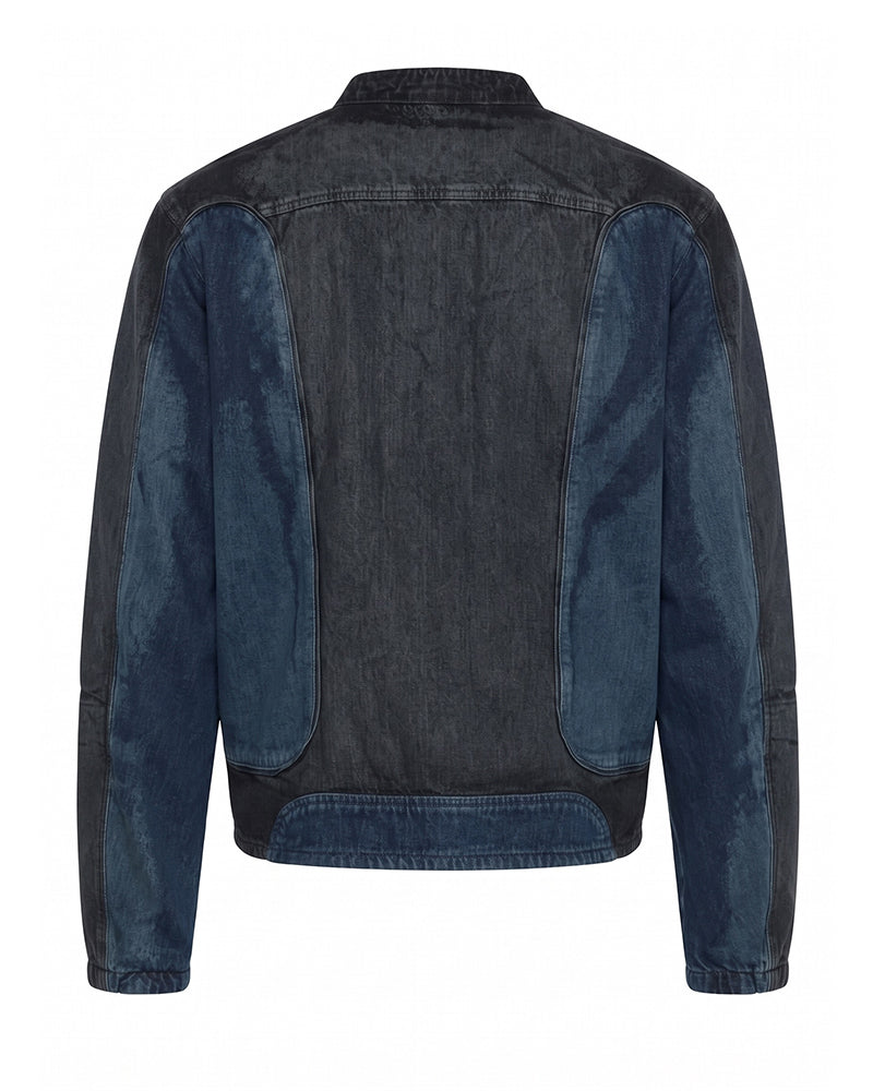 Wasteland Patchwork Biker Zip-Up Denim Jacket