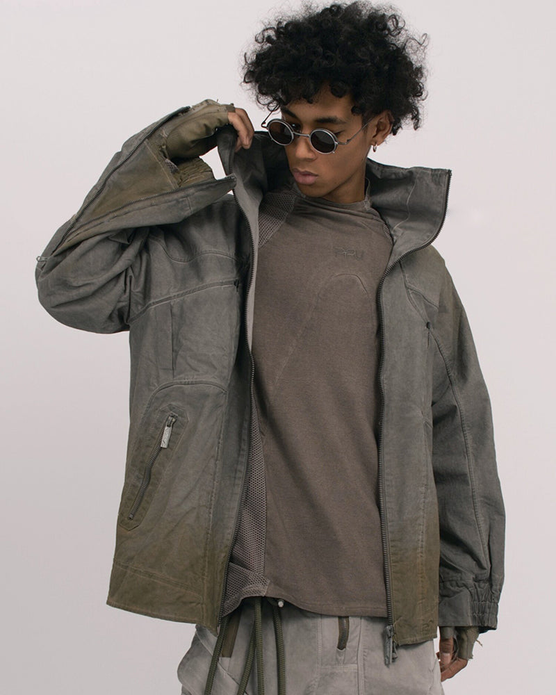 Washed Utility Multi-Zip Tech Jacket