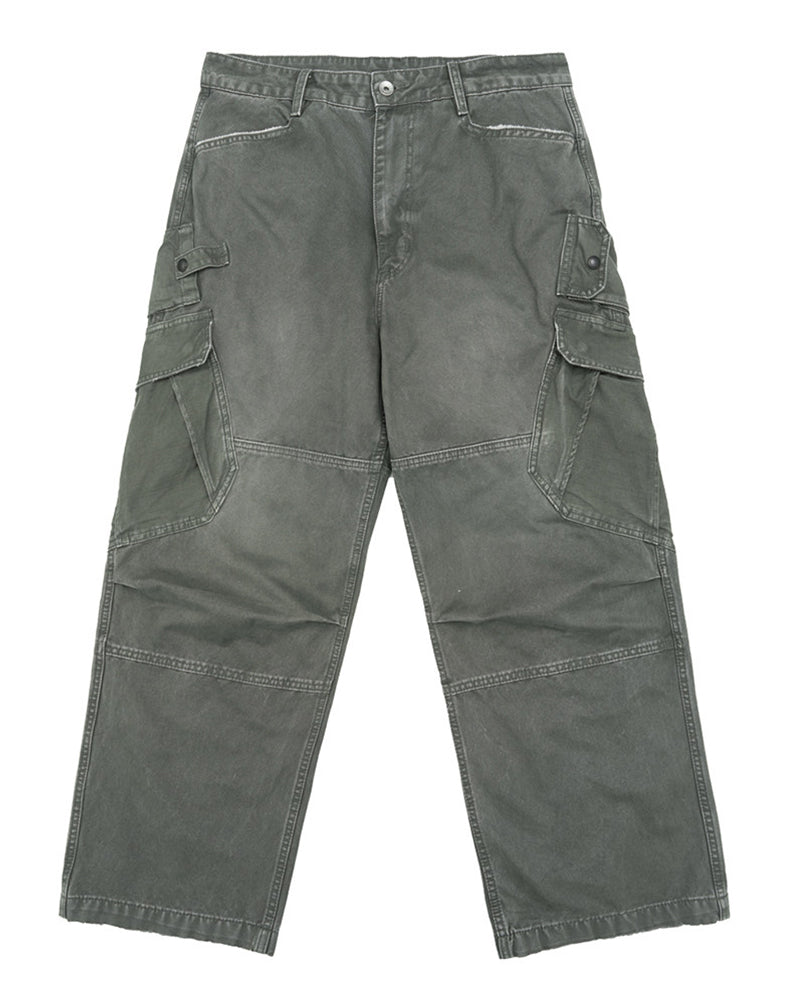 Distressed Panel‑Constructed Multi‑Pocket Cargo Pants