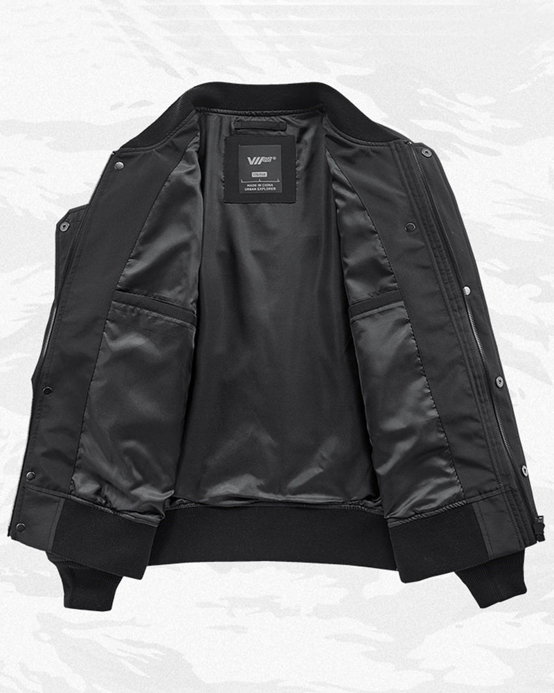 Functional Multi-Pocket Embroidered Bomber Jacket