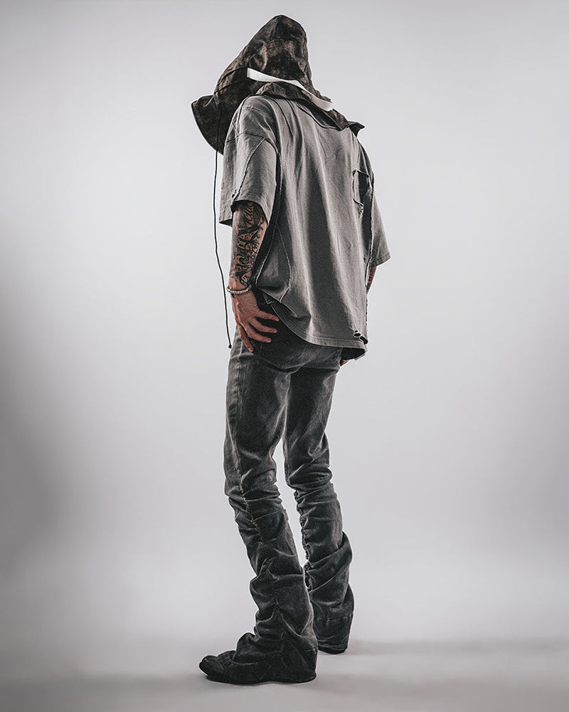 Post-Apocalyptic Slim Fit Flare Horseshoe Denim Pants