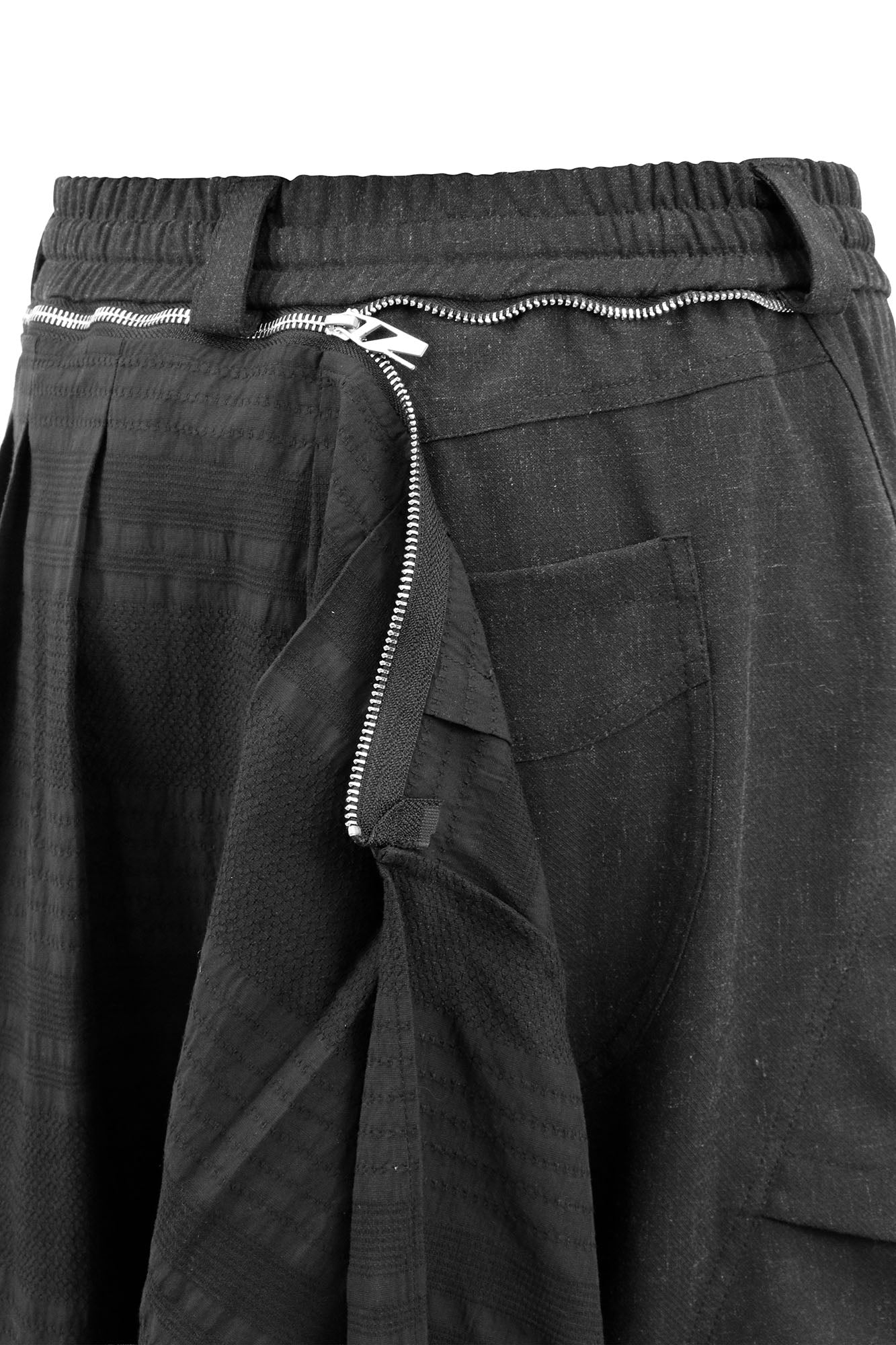 Detachable Drape Linen-Blend Cargo Dark Gray
