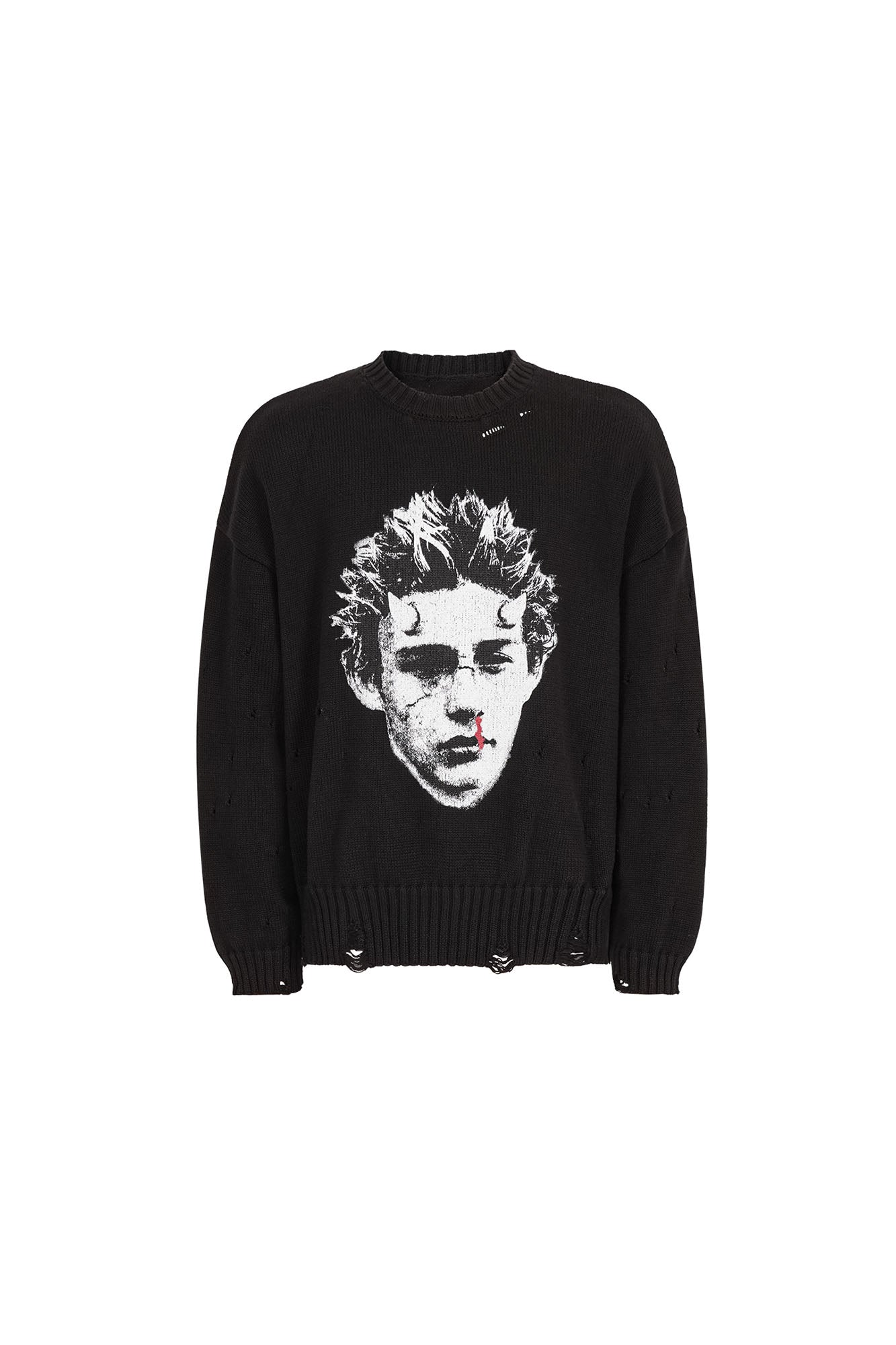 Demon Portrait Distressed Sweater
