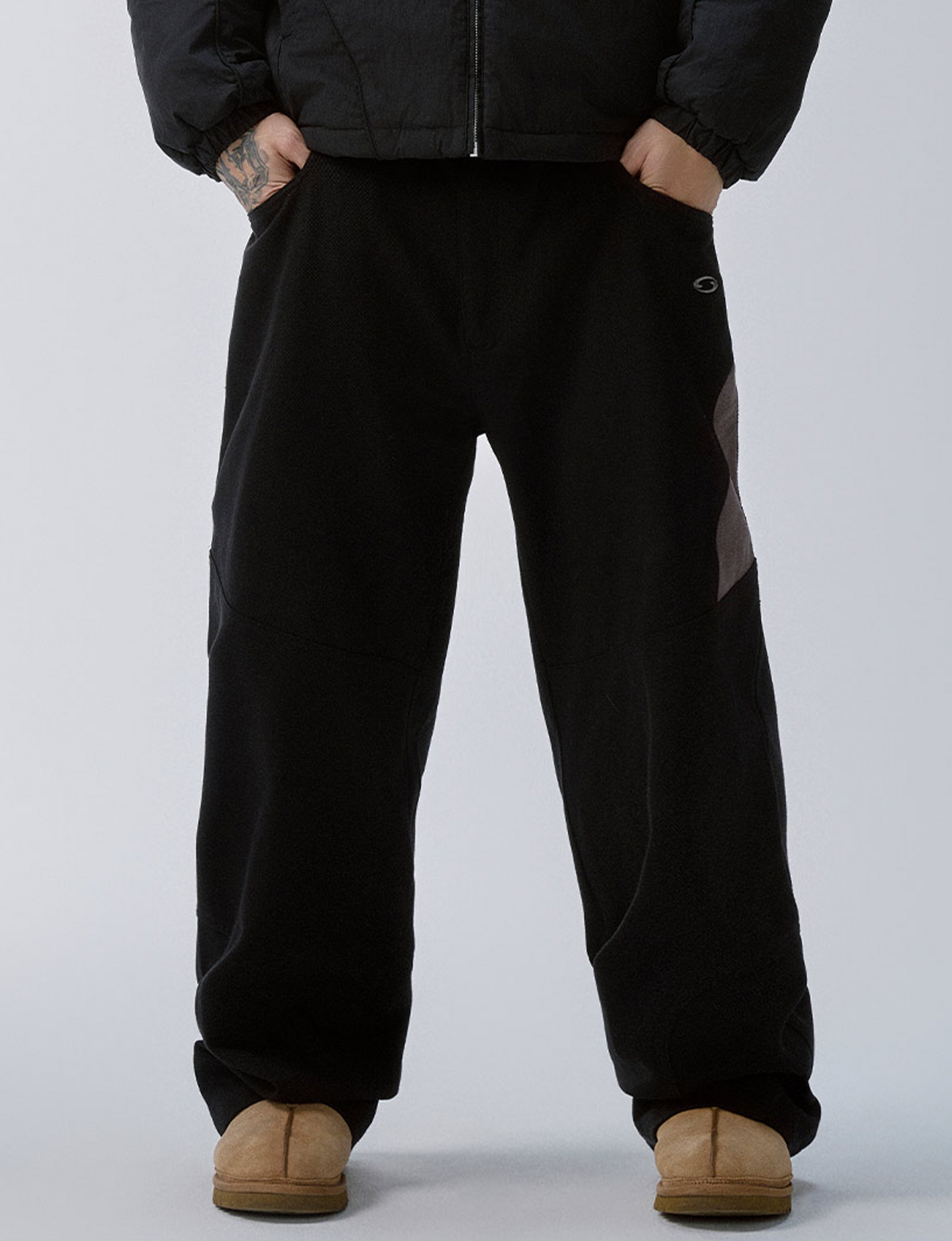 Paneled Contrast Embroidered LOGO Pants