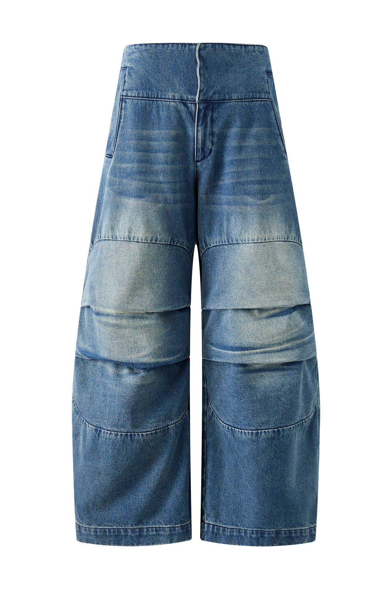 Faded Wash Padded-Knee Jeans