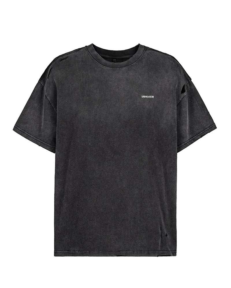 Washed Ripped Gradient T-Shirt Black