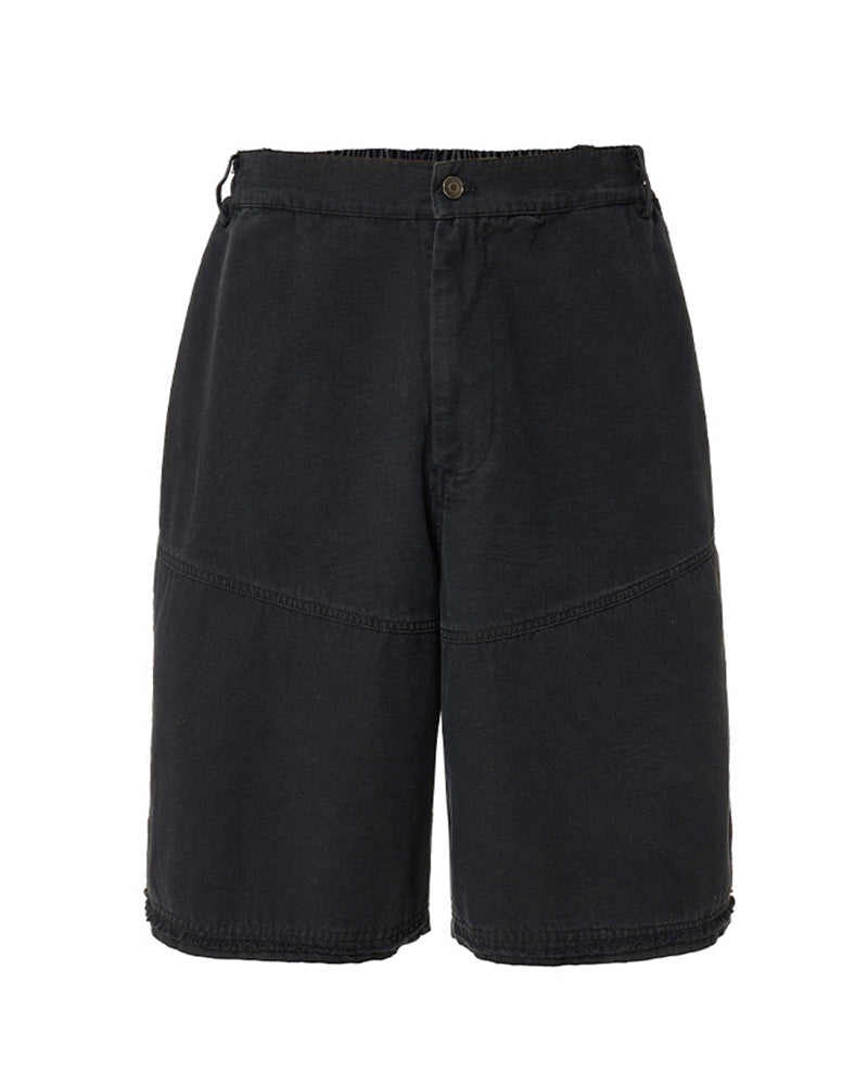 Raw-Edge Straight-Leg Shorts