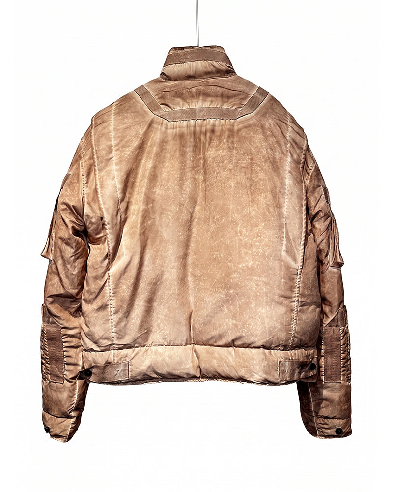 Post‑Apocalyptic Distressed Multi‑Pocket Down Jacket
