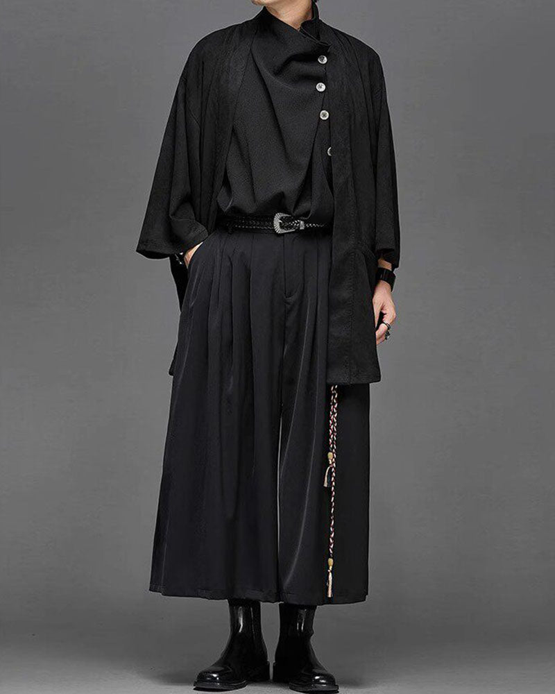 Modern Japanese Mock Neck Slouchy T-Shirt