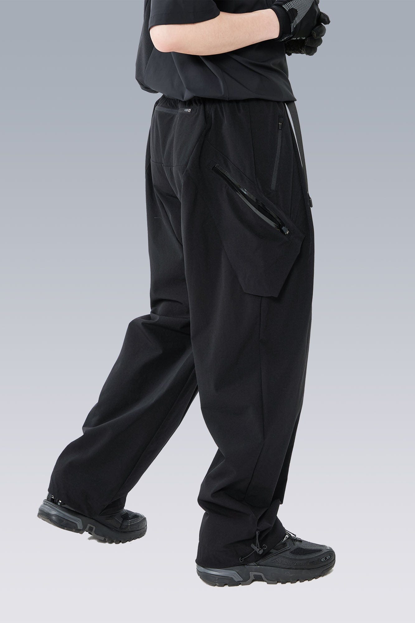 Drawstring-Hem Webbing Belt Utility Pants