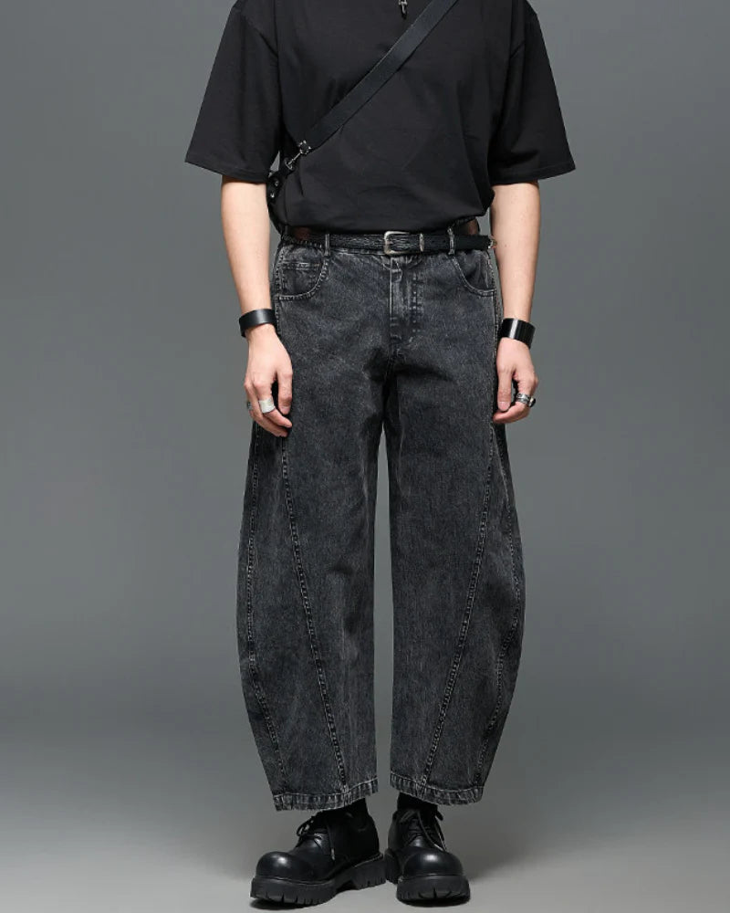 Japanese Vintage Curved Knife Cropped Straight Pants